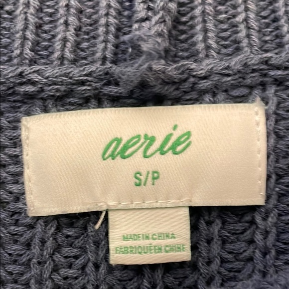 Aerie Wide V-neck Oversized Sweater Women's S Slate Grey/Blue Womens S Hi-lo Fit - Picture 2 of 6